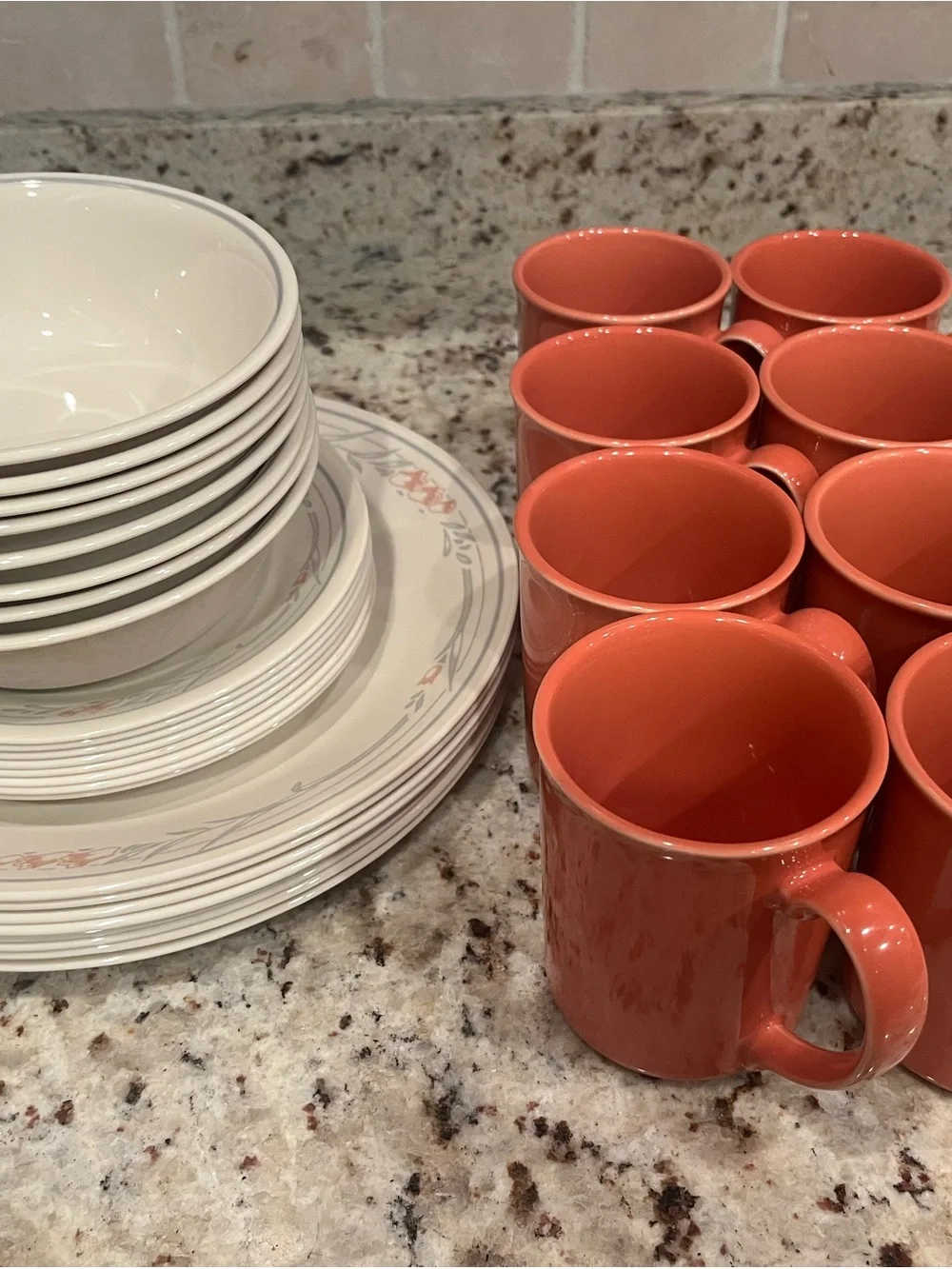 Vintage Corelle dinnerware rose/tulip rose/peach tulip - 32 pieces
